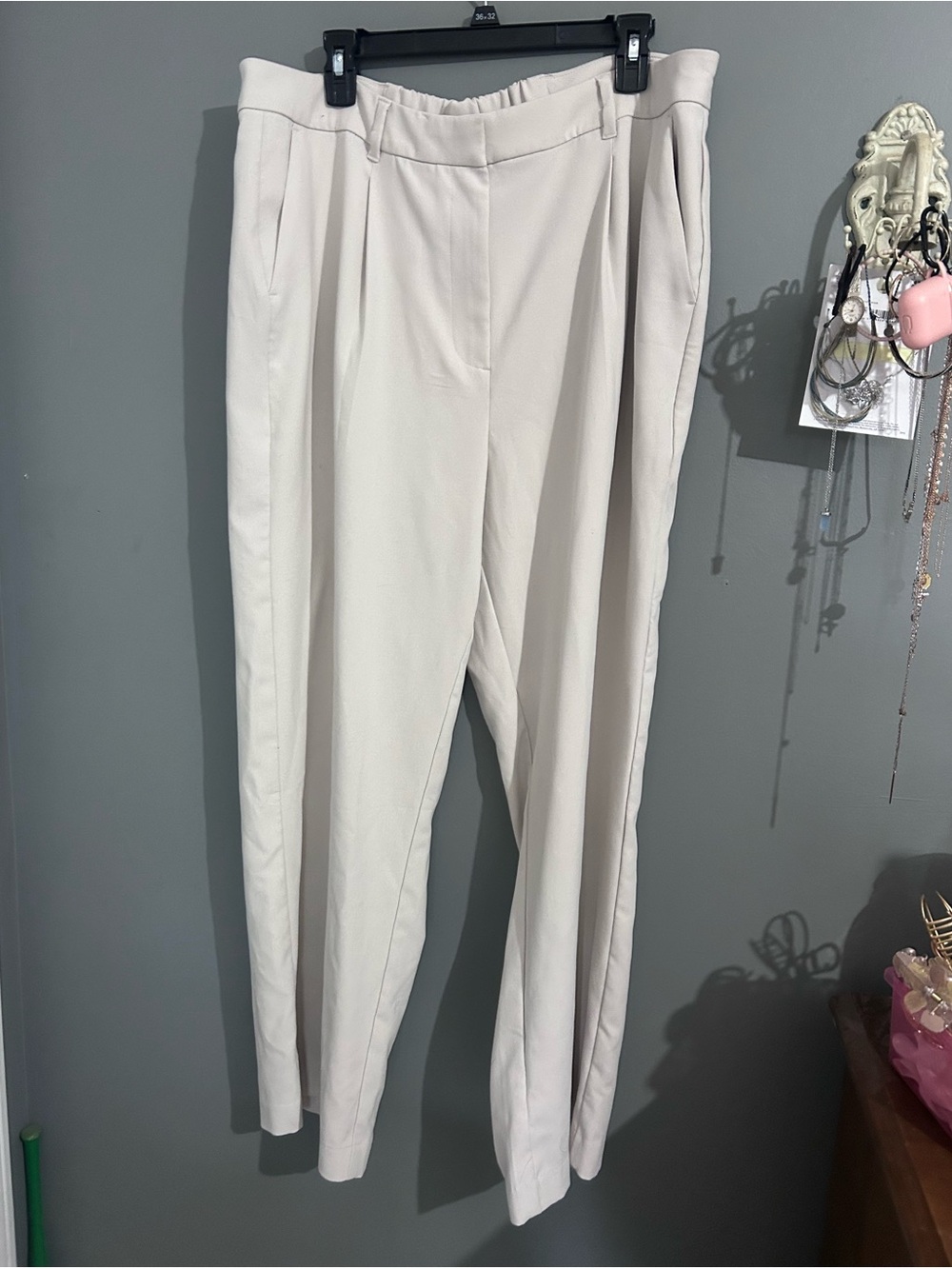 Old Navy Cream Elastic Waist Wide-Leg Trousers